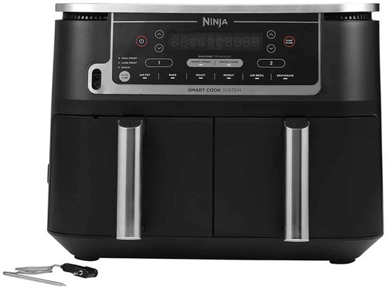 Ninja Dubbele Airfryer XXL - Twee Kookvakken - 9.5 Liter - Digitale Thermometer - 2470 Watt - Dual Zone Technologie - AF451EU