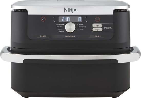Ninja Foodi FlexDrawer Airfryer, DualZone met verwijderbaar tussenschot, grote lade van 10,4 l, vaatwasserbestendige onderdelen met antiaanbaklaag - Zwart - AF500EU