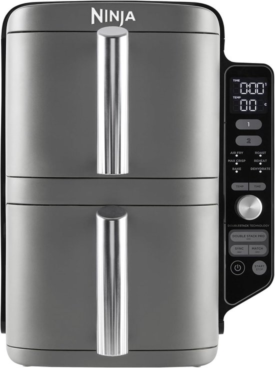 Ninja Double Stack Airfryer XXL - 9.5 Liter - Dubbele Gestapelde Lades - 6 Programma's - Inclusief Kookrekjes - SL400EU