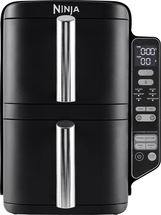 Ninja Double Stack Airfryer XXL - 7.6 Liter - Dubbele Gestapelde Lades - 6 Programma's - Inclusief 2 Kookrekjes - SL300EU