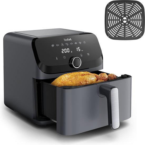 Tefal Easy Fry Mega EY855B - Airfryer XXL 7.5L - 1700W - 8 Programma's - 65% Energiebesparing - Grijs - Voor 8 Personen