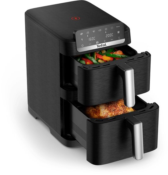 Tefal Easy Fry Crispy Stack EY7528 - Dubbele Airfryer - 10L - 40% Ruimtebesparing - Voor 6 Personen