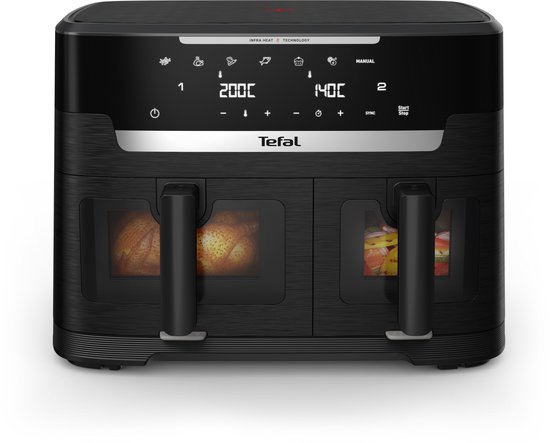 Tefal Ever Fry Dual XXL EY9488 - Dubbele Airfryer - Infraroodtechnologie - 7 programma's - 11L
