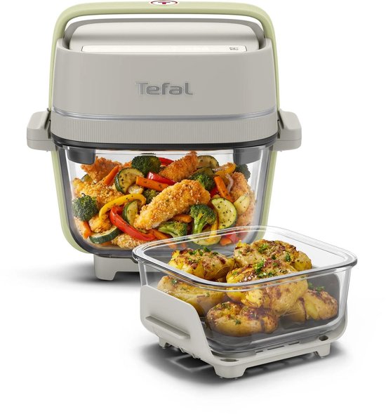 Tefal Crisp & Go FB701A - Airfryer met glazen schalen - 4 kookstanden - 1,4 L + 3,8 L - PFAS vrij