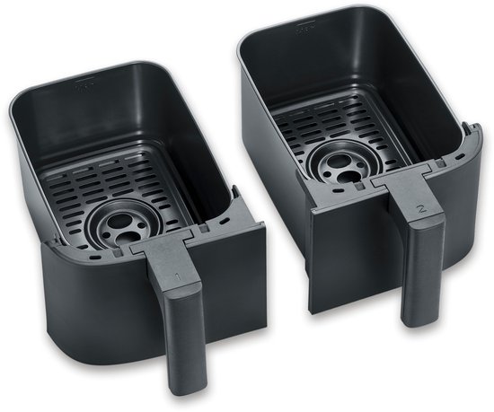 Severin FR 2463 Black Line Dual - Dubbele airfryer - Hetelucht friteuse - Touchscreen - 2x 4 liter - 11 Automatische programma's - Sync cook & finish – Zwart
