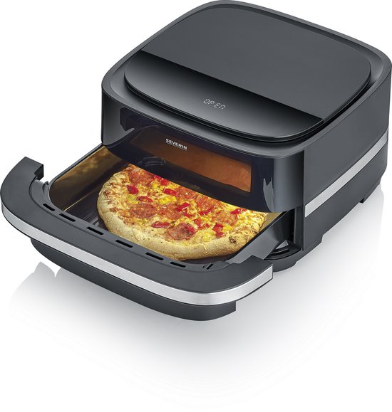 FR 2464 Severin S-Fry Pizza & More - Airfryer - Hetelucht friteuse - Pizzaoven - 4 liter - Brede vorm - Kijkvenster