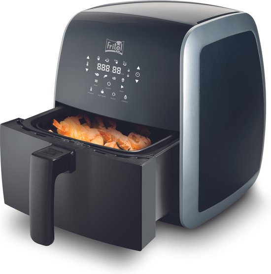 FRITEL Airfryer SnackTastic® 5804 – Airfryer / Heteluchtfriteuse 3,2L – 1450W – Voor 2-5 Personen – Digitaal Touchscreen – 8 Programma’s – Compact – Soft Leder Look – Zwart