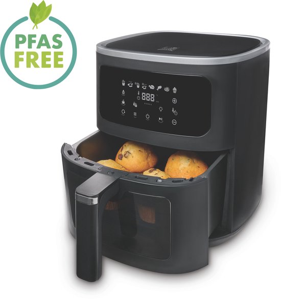 FRITEL Airfryer SnackTastic® 7520 – Airfryer XL / Heteluchtfriteuse 6L – 1500W – Voor 2-6 Personen – Digitaal Touchscreen – Airfryer met Kijkvenster & Verlichting – 8 Programma’s – PFAS-vrij – Zwart