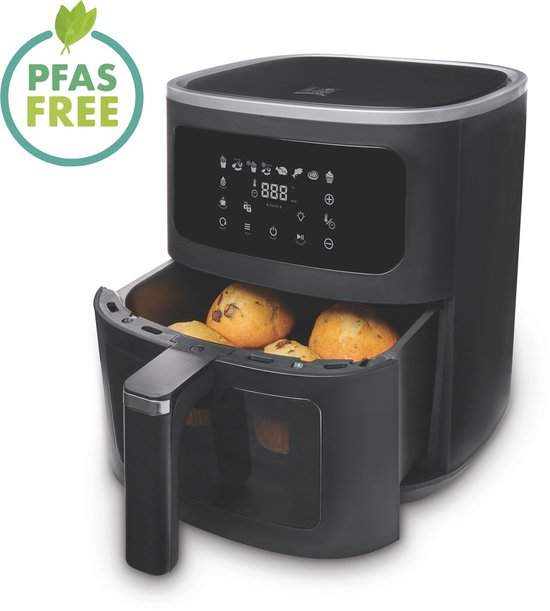 FRITEL Airfryer SnackTastic® 7720 – Heteluchtfriteuse 8L XXL – 1700W – Voor 1-8 Personen – Touchscreen – Airfryer met Kijkvenster & Verlichting – 8 Programma’s – PFAS-vrij – Zwart