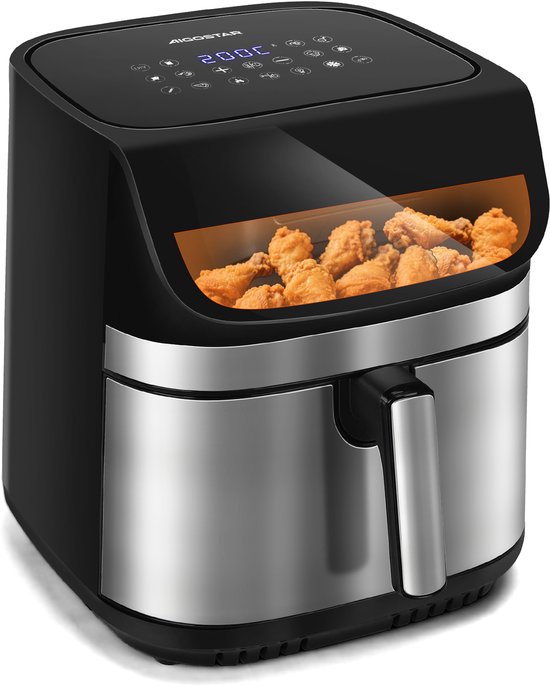 Aigostar OmniCook - Airfryer XXL - 8,8L - Dubbele verwarmingselementen - 2200W - Heteluchtfriteuse met kijkvenster - 13 Programma's