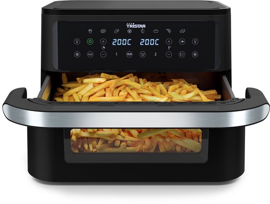 Tristar Airfryer FR-9432 - 10L - Dual Zone Flex - Kijkvenster - 8 voorprogramma's - Snackverdeler - 2800W