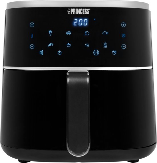 Princess Digitale Airfryer 182238 - 4 liter - PFAS vrij - Groot - Heteluchtfriteuse - Zwart - Digital Touchscreen - 8 Automatische Programma's - Inclusief in hoogte verstelbaar Grillrack