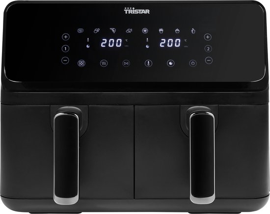Tristar FR-9026 - Dubbele Airfryer XXL - 2x4L - 2 onafhankelijke kookzones - 8 Bakprogramma's - PFAS-vrij
