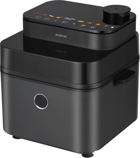 Inventum GF730HLDB Airfryer XXL met Stoomfunctie - 7,3L - Kijkvenster - Crispy - 8 Programma's - 40-200 °C - Tot 6 Personen - Grijs/Zwart
