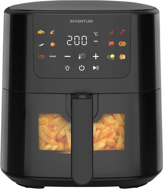 Inventum GF502HLDB Airfryer - 5L - Kijkvenster - 11 programma's - 70-200 °C - Tot 5 personen - Zwart