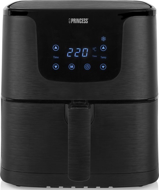 Princess Airfryer 5,2 Liter - Heteluchtfriteuse - 1700W - Digitaal Touchscreen Display - 7 Automatische Bakprogramma's - Instelbare Temperatuur 80-200°C - Timer - Olievrij Frituren - Vaatwasserbestendige Mand - Zwart - 183014