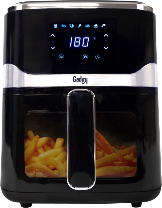 Gadgy Airfryer 5L met Kijkvenster – 1400W – Digitale Heteluchtfriteuse – 7 Voorgeprogrammeerde Programma’s – Touchscreen – Tot 200°C – Gezond Frituren Zonder Olie