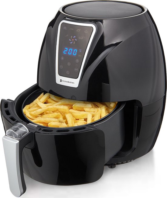 KitchenBrothers Mini Airfryer - 3,5 Liter - 1300W - PFAS-Vrij - 80ºC tot 200ºC - Kleine Heteluchtfriteuse voor 1, 2 en 3 Personen - Zwart