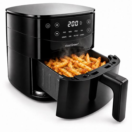 Vivid Green Airfryer 3L – 2 tot 3 Personen – PFAS-vrij – 8 Programma’s – Digitaal Display